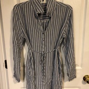 Blue and White Striped Dress Long Sleeve